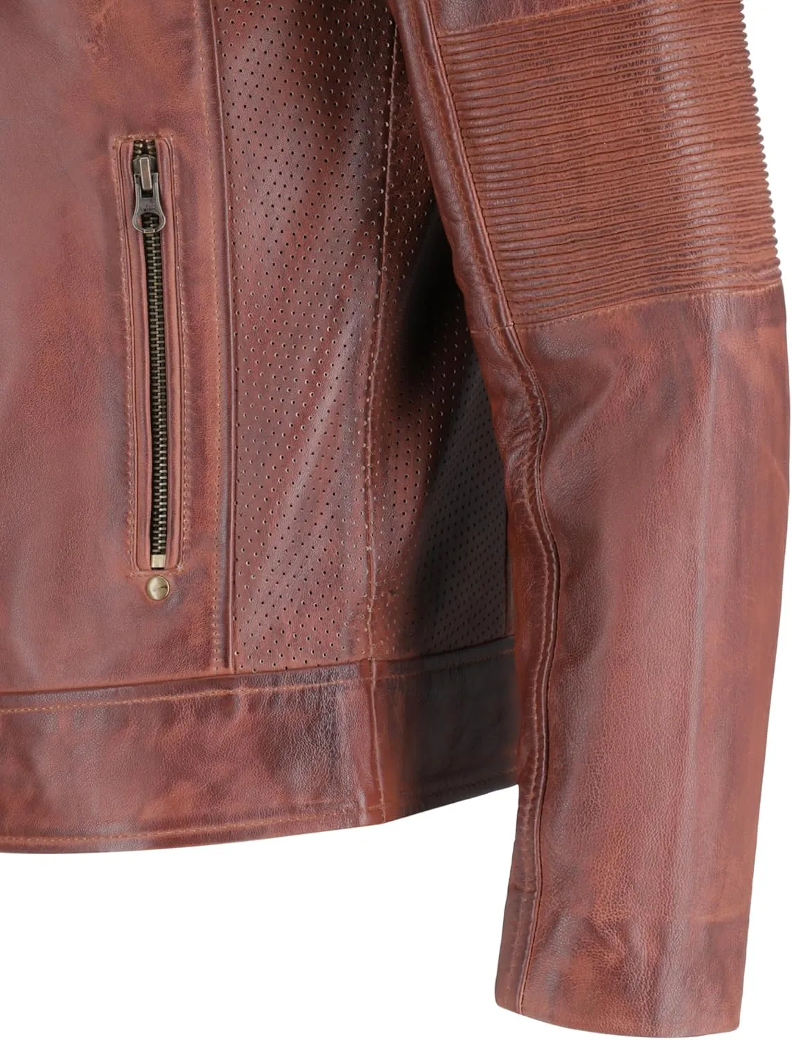 TLC Men's Genuine Leather Motorcycle Jacket - Lambskin Diamond Quilted Leather Jacket, Cafe Racer Leather Jacket