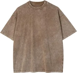 Vamtac Men's Oversized T Shirts Vintage Half Sleeves Cotton Casual Baggy Basic Tees Summer Solid Loose Tops Unisex