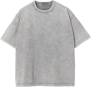 Vamtac Men's Oversized T Shirts Vintage Half Sleeves Cotton Casual Baggy Basic Tees Summer Solid Loose Tops Unisex
