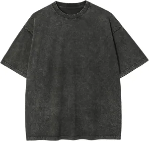 Vamtac Men's Oversized T Shirts Vintage Half Sleeves Cotton Casual Baggy Basic Tees Summer Solid Loose Tops Unisex