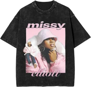 Vintage Oversized T Shirt Missy Rapper Elliott Mens Summer Sport Tee Classic Short Sleeves Tops