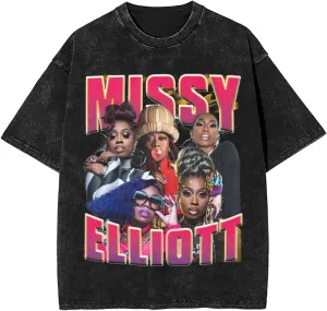 Vintage Oversized T Shirt Missy Rapper Elliott Mens Summer Sport Tee Classic Short Sleeves Tops