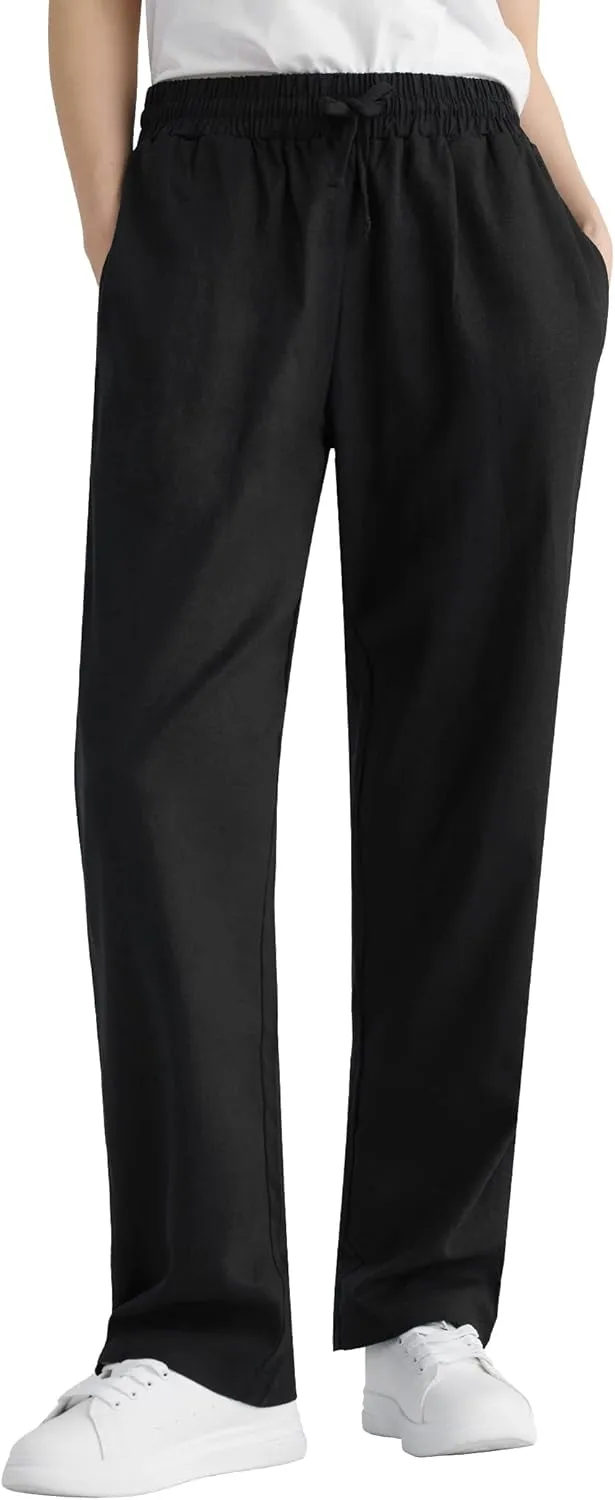 Weintee Women's Wide Leg Linen Pants with Pockets