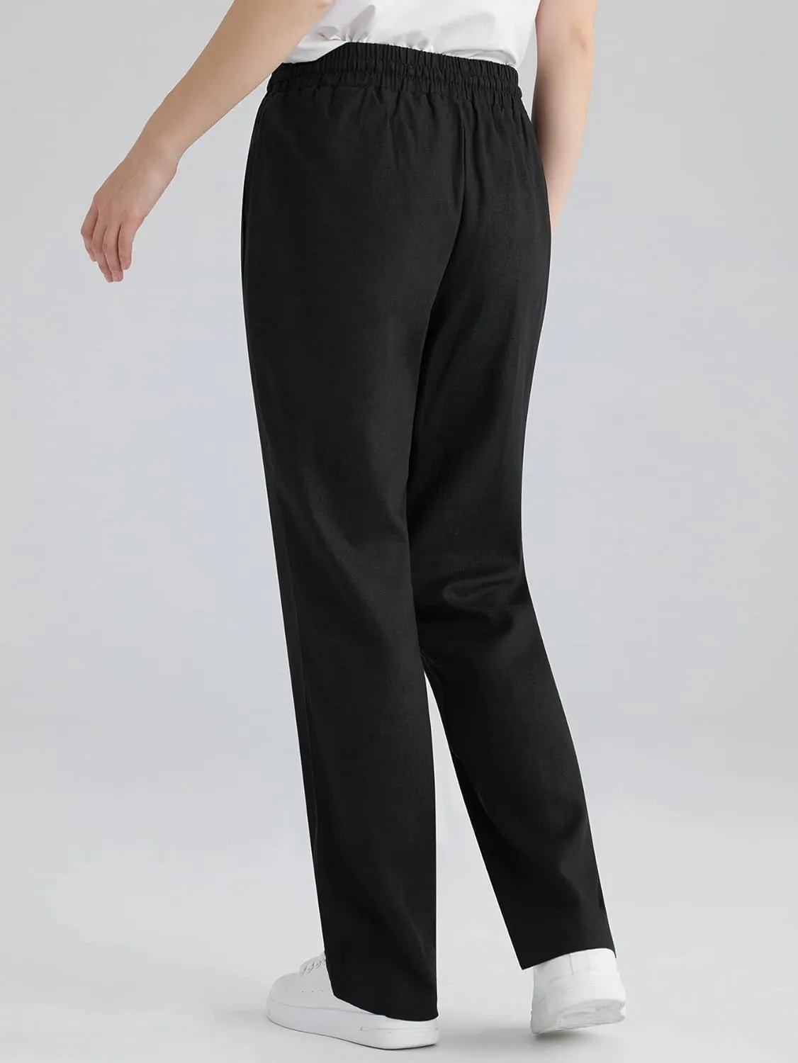 Weintee Women's Wide Leg Linen Pants with Pockets