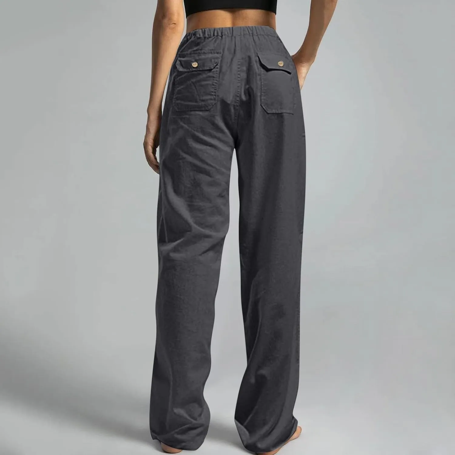 Wide Leg Linen Pants for Women Plus Size Drawstring High Waisted Palazzo Pants Baggy Flowy Boho Long Beach Pants 2025