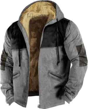 Winter Jackets for Men Fleece Lined Warm Sweatshirt Long Sleeve Zipper Hoodie Sports Hooded Jacket Coat with Pockets