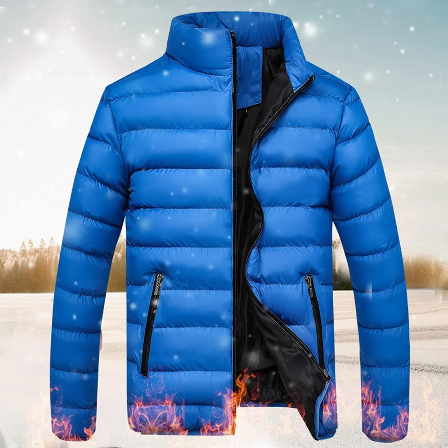 Winter Jackets for Men, Men's Puffer Jacket Lightweight Warm Packable Winter Coats Water-Resistant Solid Color Jacket
