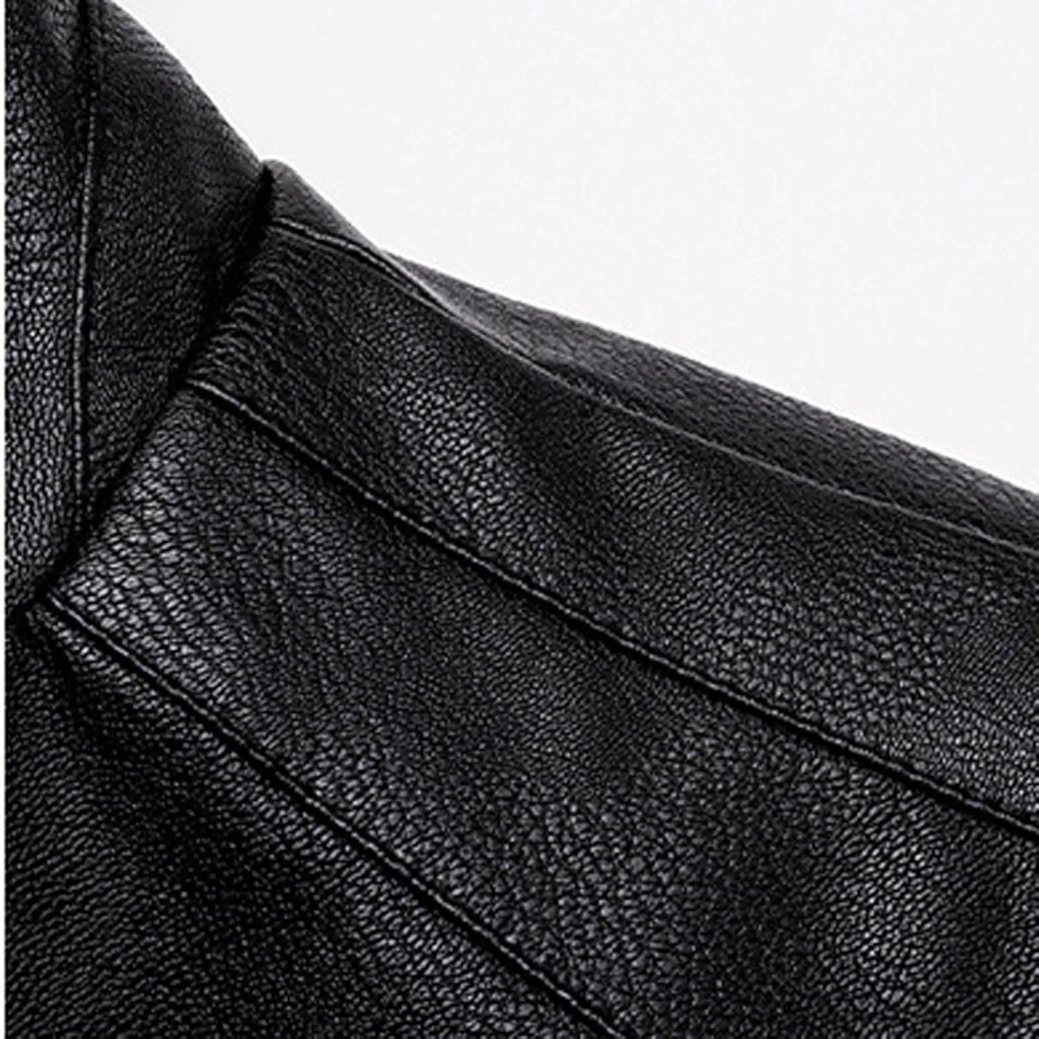 Winter Warm Sherpa Leather Jackets Mens Stylish Fleece Lined PU Coats Lapel Zip Up Motorcycle Outerwear Biker Coat