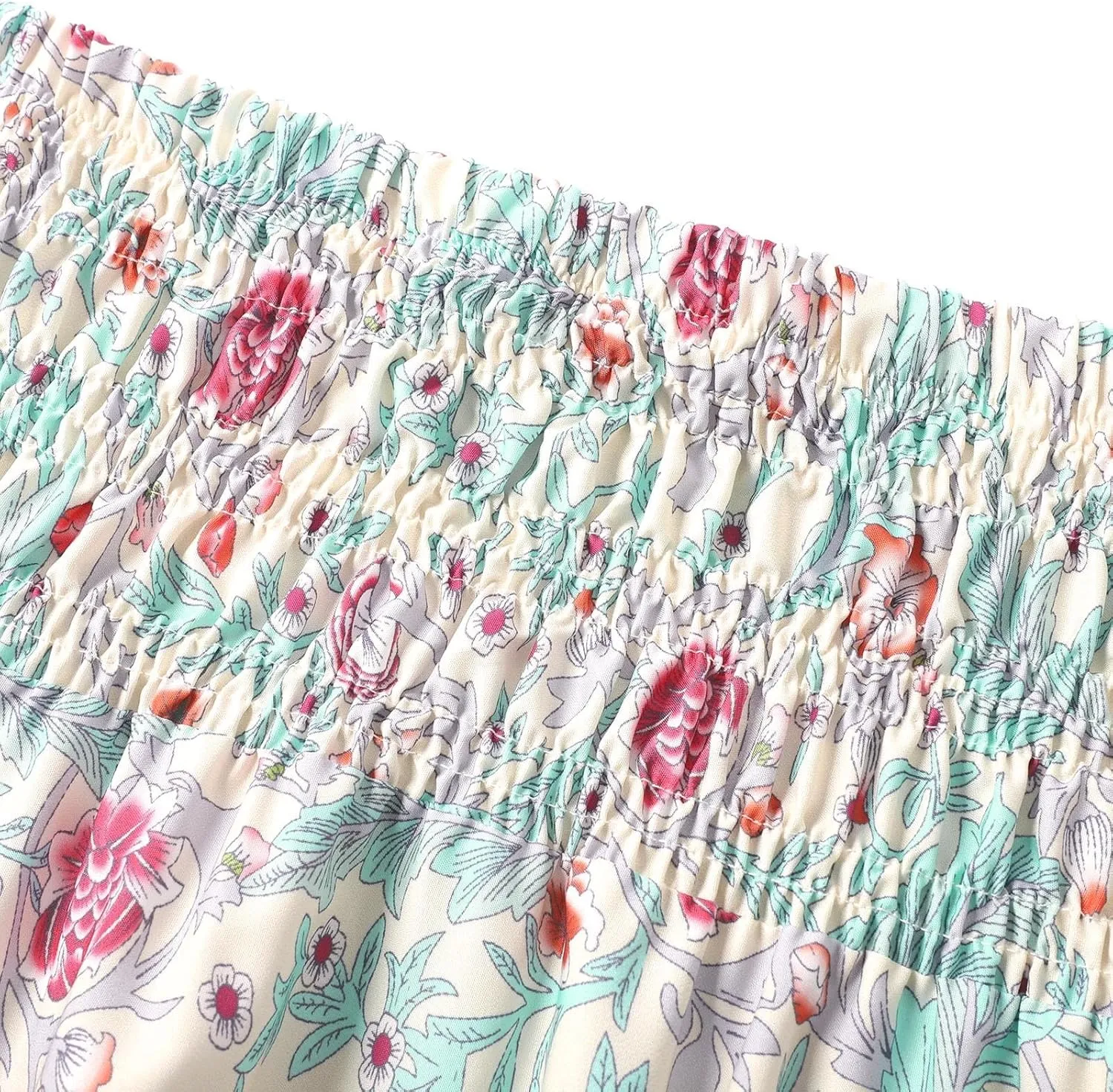 Women Floral Midi Skirt Flowy Elastic Waist Long Skirts Boho Summer Vacation Beach A-Line Swing Skirts 2025 Fashion