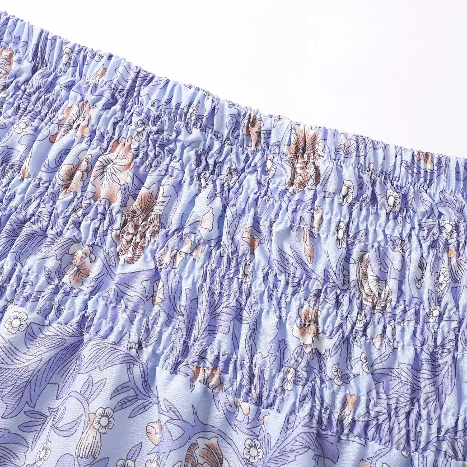 Women Floral Midi Skirt Flowy Elastic Waist Long Skirts Boho Summer Vacation Beach A-Line Swing Skirts 2025 Fashion