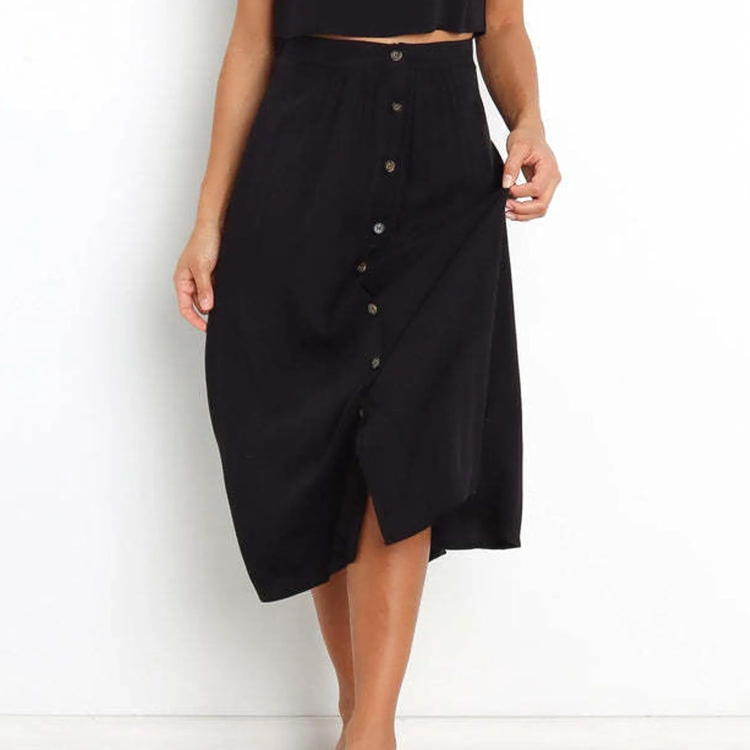 Women High Waist Pleated Skirts Trendy Split Thigh Skirt Summer Boho Flowy Maxi Skirt Solid A Line Beach Long Skirts