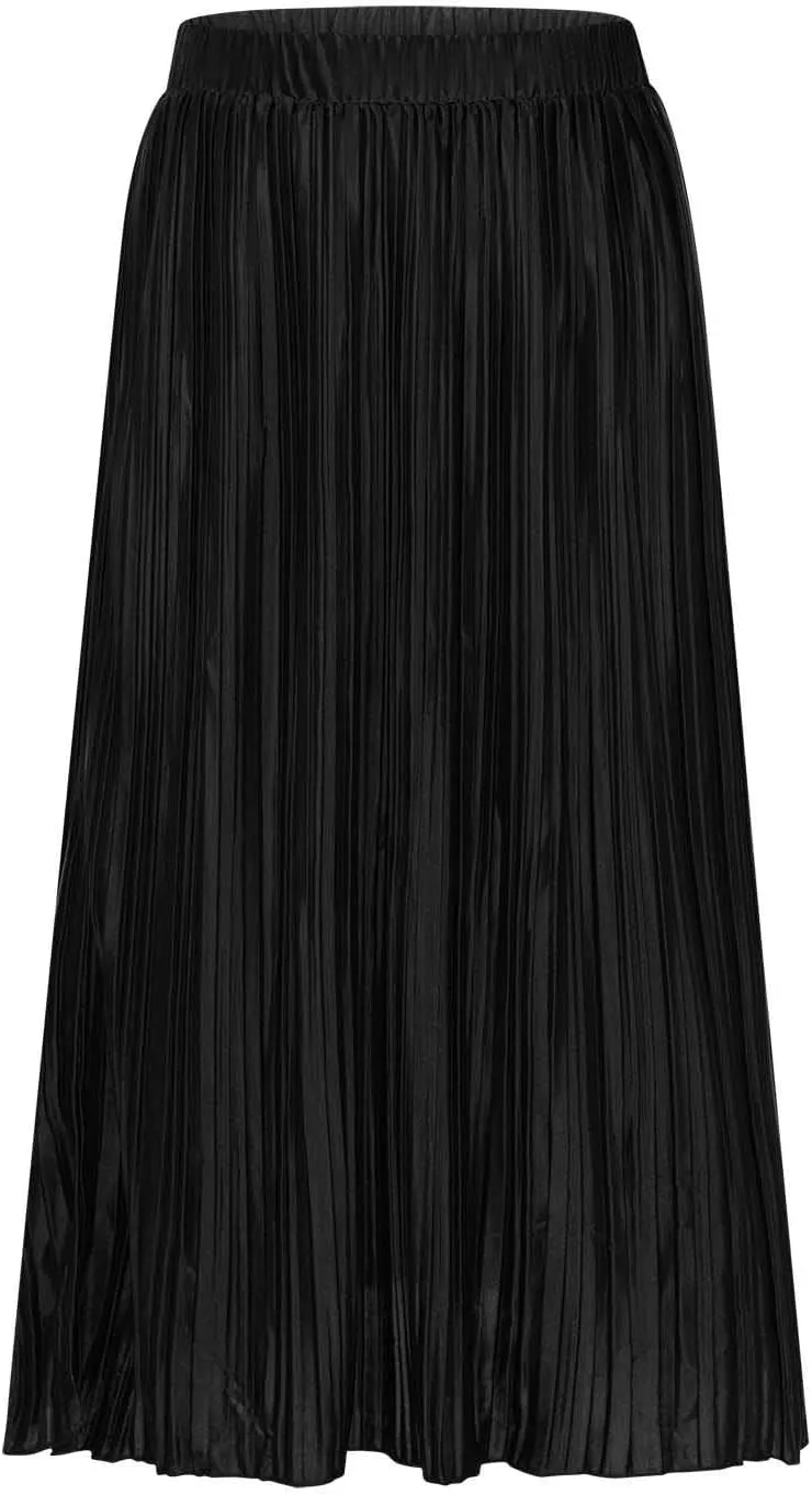 Women High Waist Pleated Skirts Trendy Split Thigh Skirt Summer Boho Flowy Maxi Skirt Solid A Line Beach Long Skirts