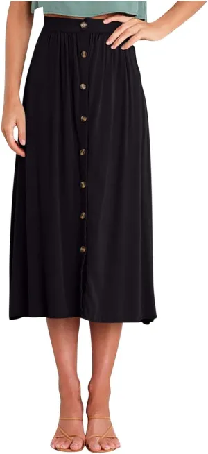Women High Waist Pleated Skirts Trendy Split Thigh Skirt Summer Boho Flowy Maxi Skirt Solid A Line Beach Long Skirts