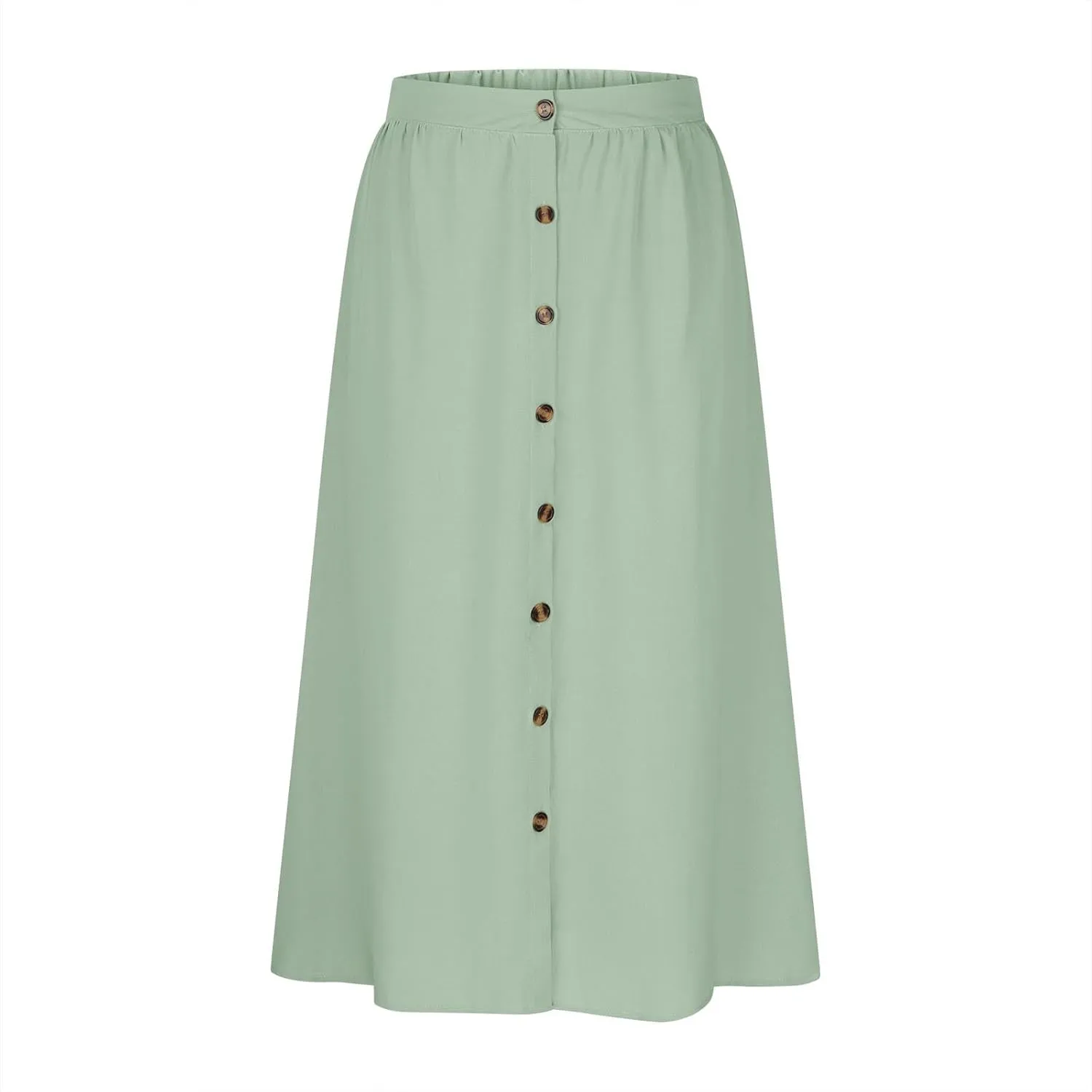 Women High Waist Pleated Skirts Trendy Split Thigh Skirt Summer Boho Flowy Maxi Skirt Solid A Line Beach Long Skirts