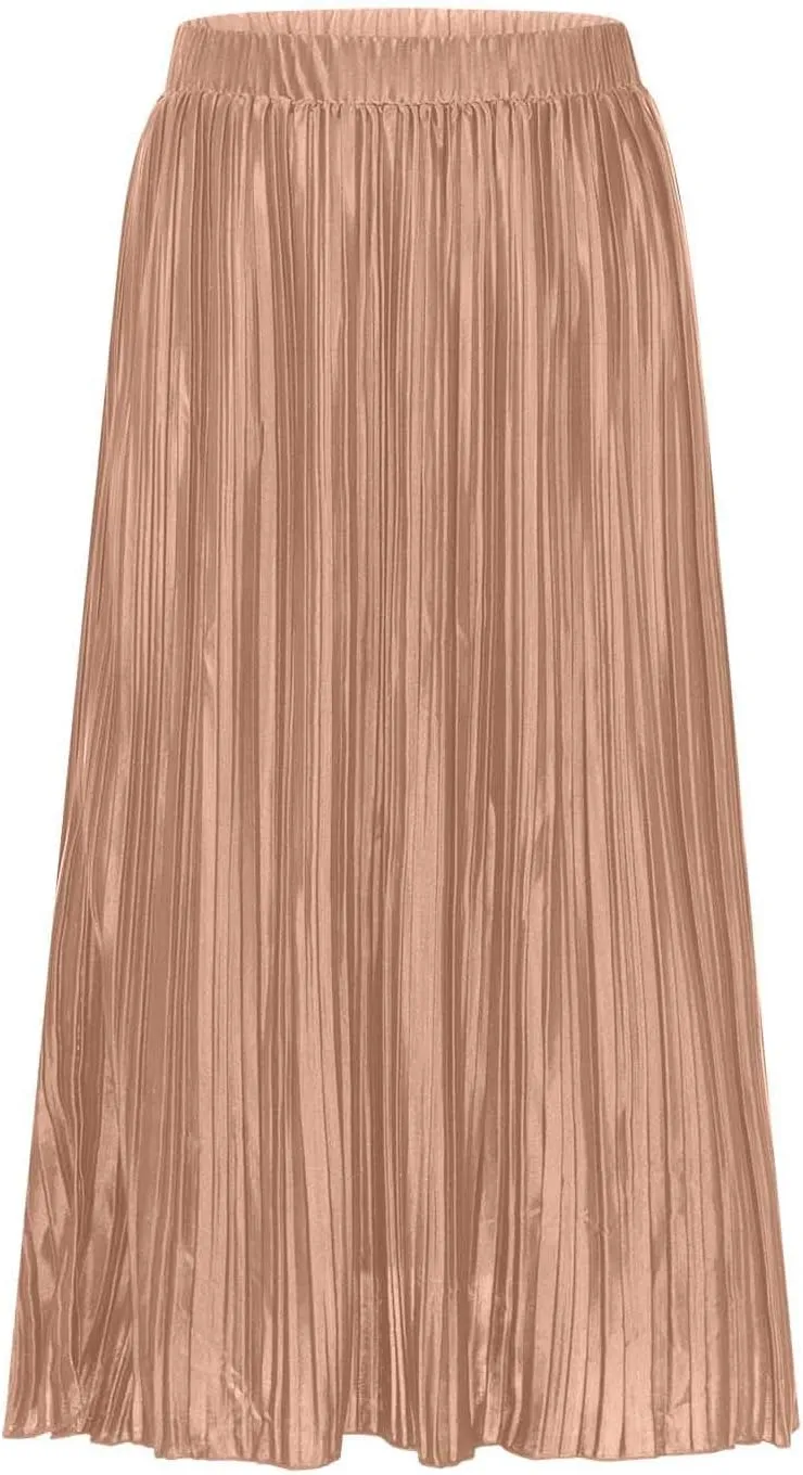 Women High Waist Pleated Skirts Trendy Split Thigh Skirt Summer Boho Flowy Maxi Skirt Solid A Line Beach Long Skirts