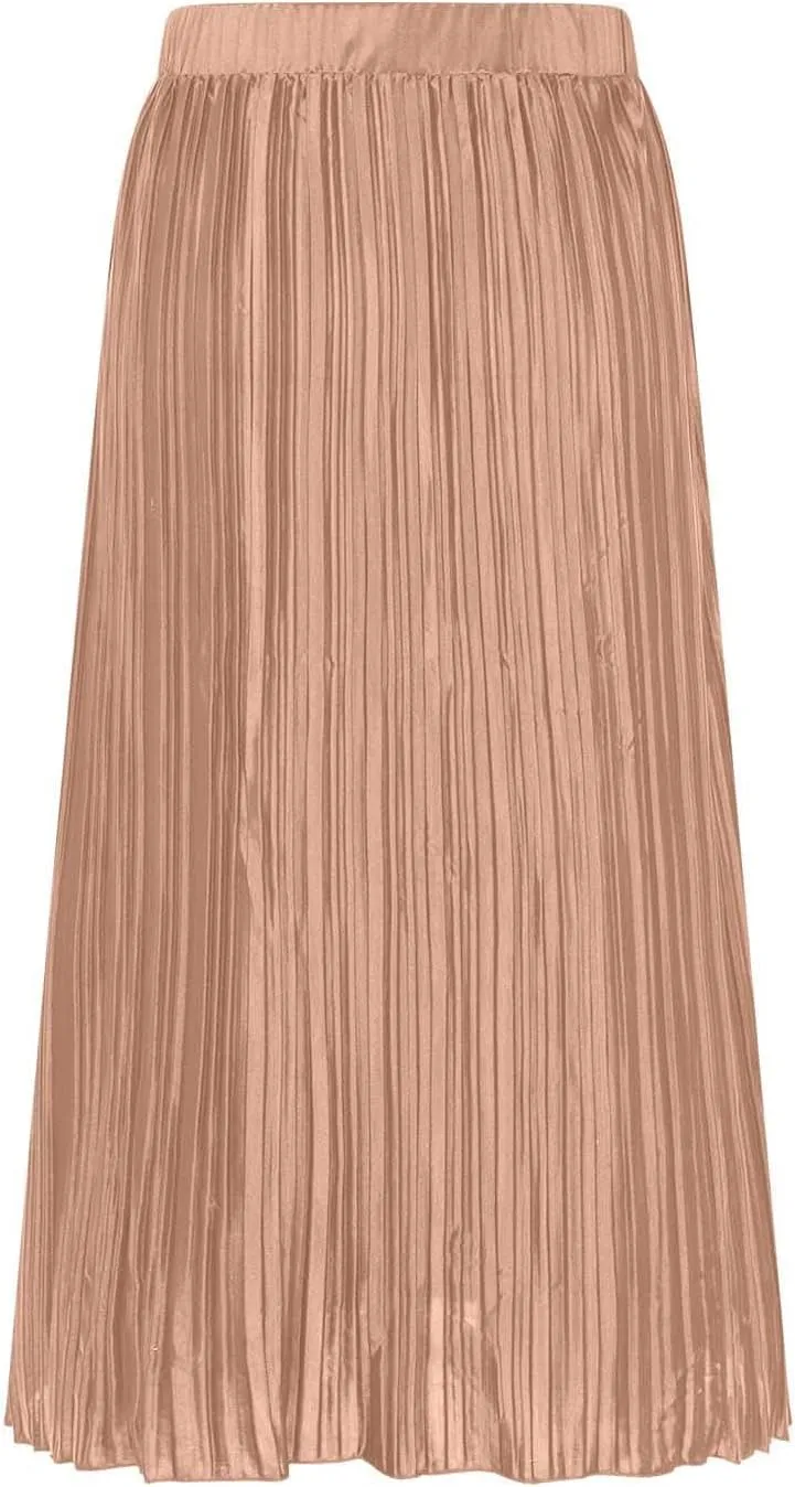 Women High Waist Pleated Skirts Trendy Split Thigh Skirt Summer Boho Flowy Maxi Skirt Solid A Line Beach Long Skirts
