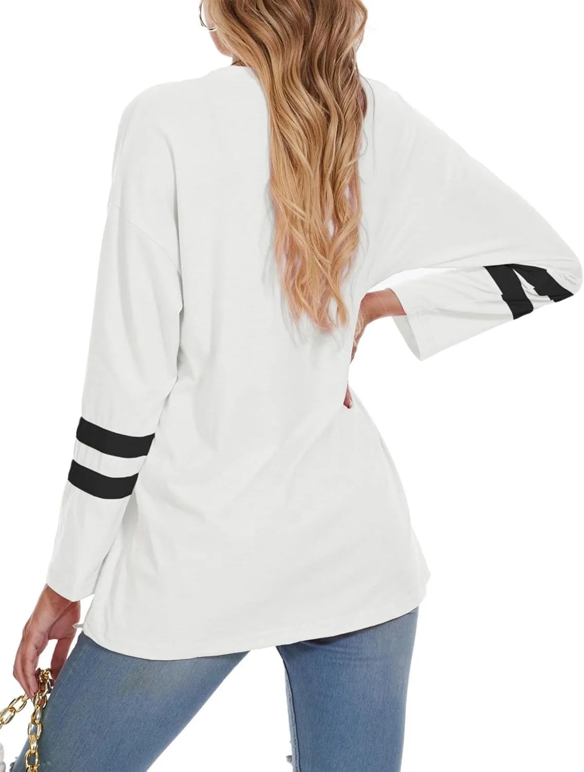 Women Oversized Crew Neck T-Shirts Loose Long Sleeve Tunic Top 2024 Comfy Cozy Cotton Lounge Tees
