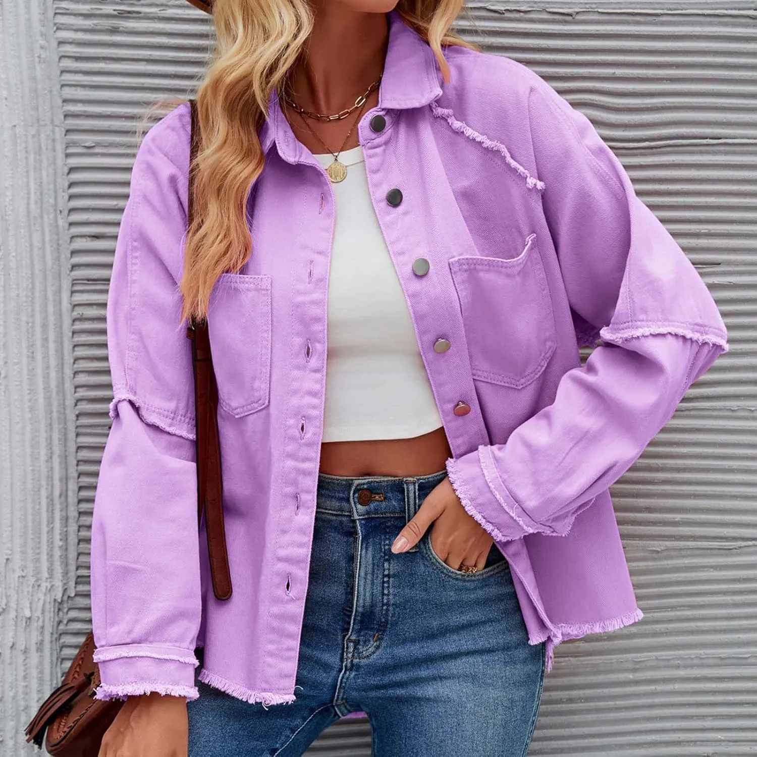 Women Raglan Sleeve Denim Jacket Casual Loose Jean Coat Tops Button Up Solid Denim Outerwear Boyfriend Jackets