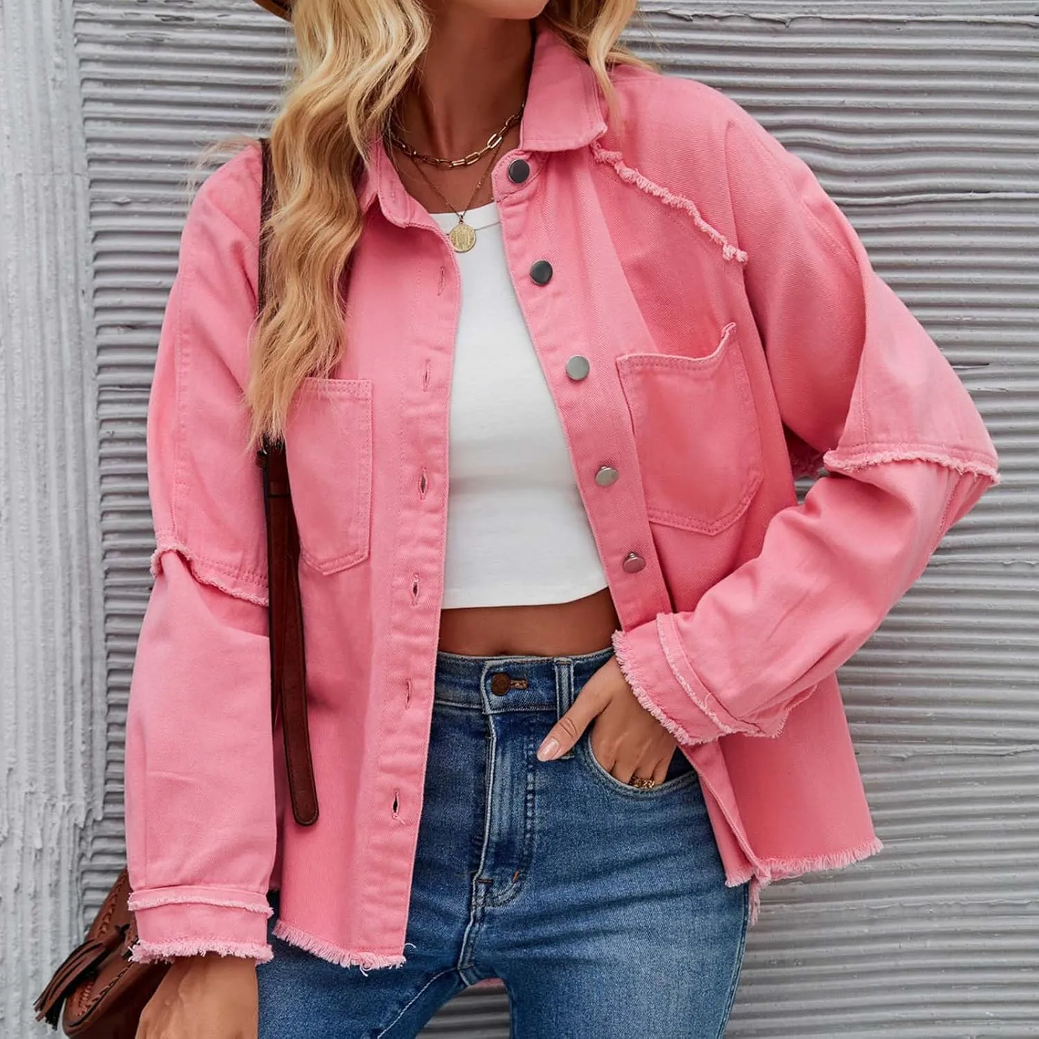 Women Raglan Sleeve Denim Jacket Casual Loose Jean Coat Tops Button Up Solid Denim Outerwear Boyfriend Jackets