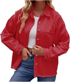 Women Raglan Sleeve Denim Jacket Casual Loose Jean Coat Tops Button Up Solid Denim Outerwear Boyfriend Jackets