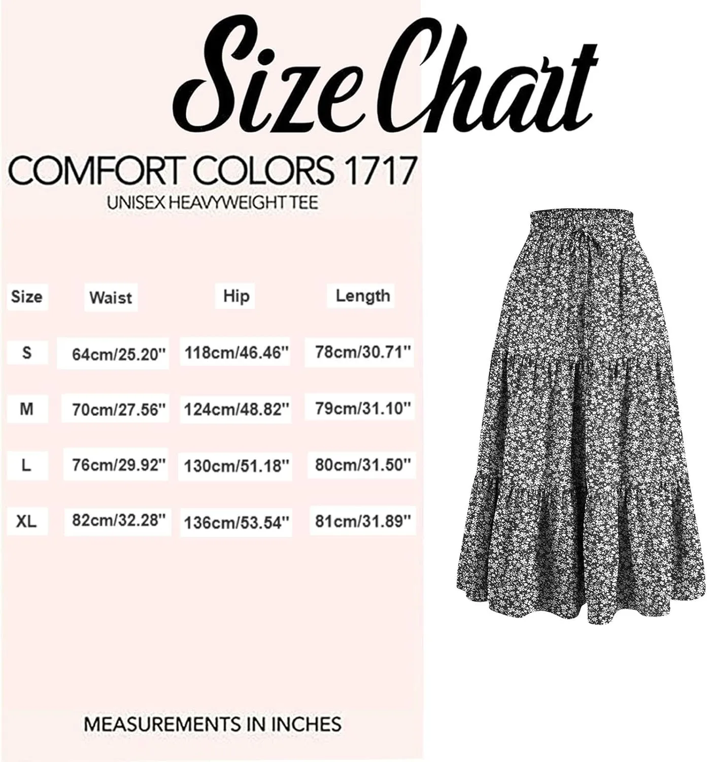 Women's Boho Floral Skirt Casual Elastic High Waist Maxi Skirts Summer Plus Size Flowy A Line Beach Long Outfits Dress