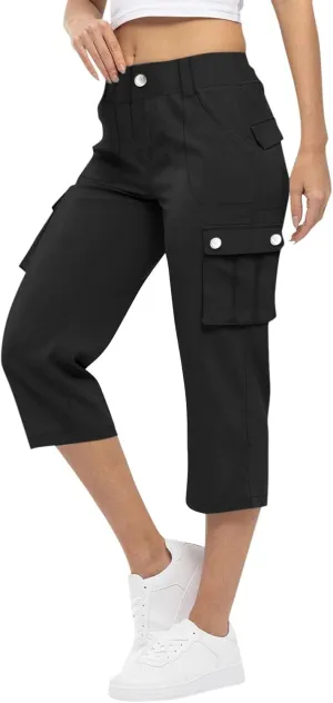 Womens Cargo Capris Hiking Pants Lightweight Loose Fit Casual Capri Pants Dressy Athletic Trousers Cropped