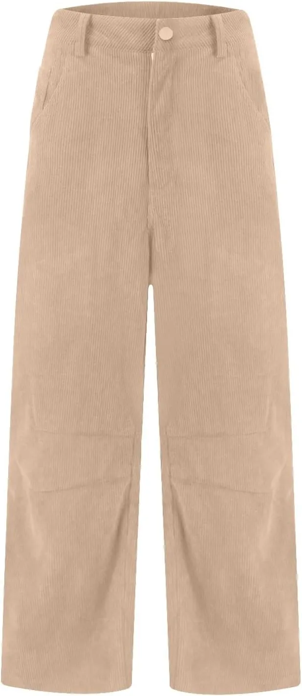 Women's Corduroy Flare Pants Elastic Waist Bell Bottom Trousers 2024 Women Fashion Trendy Loose Fall Flare Trouser