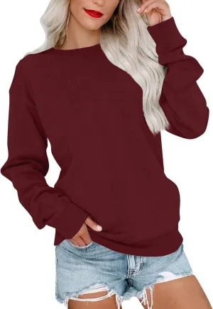 Womens Crewneck Oversized Sweatshirt Casual Long Sleeve Pullover Tops Fashion 2024 Outfits Y2k Clothes
