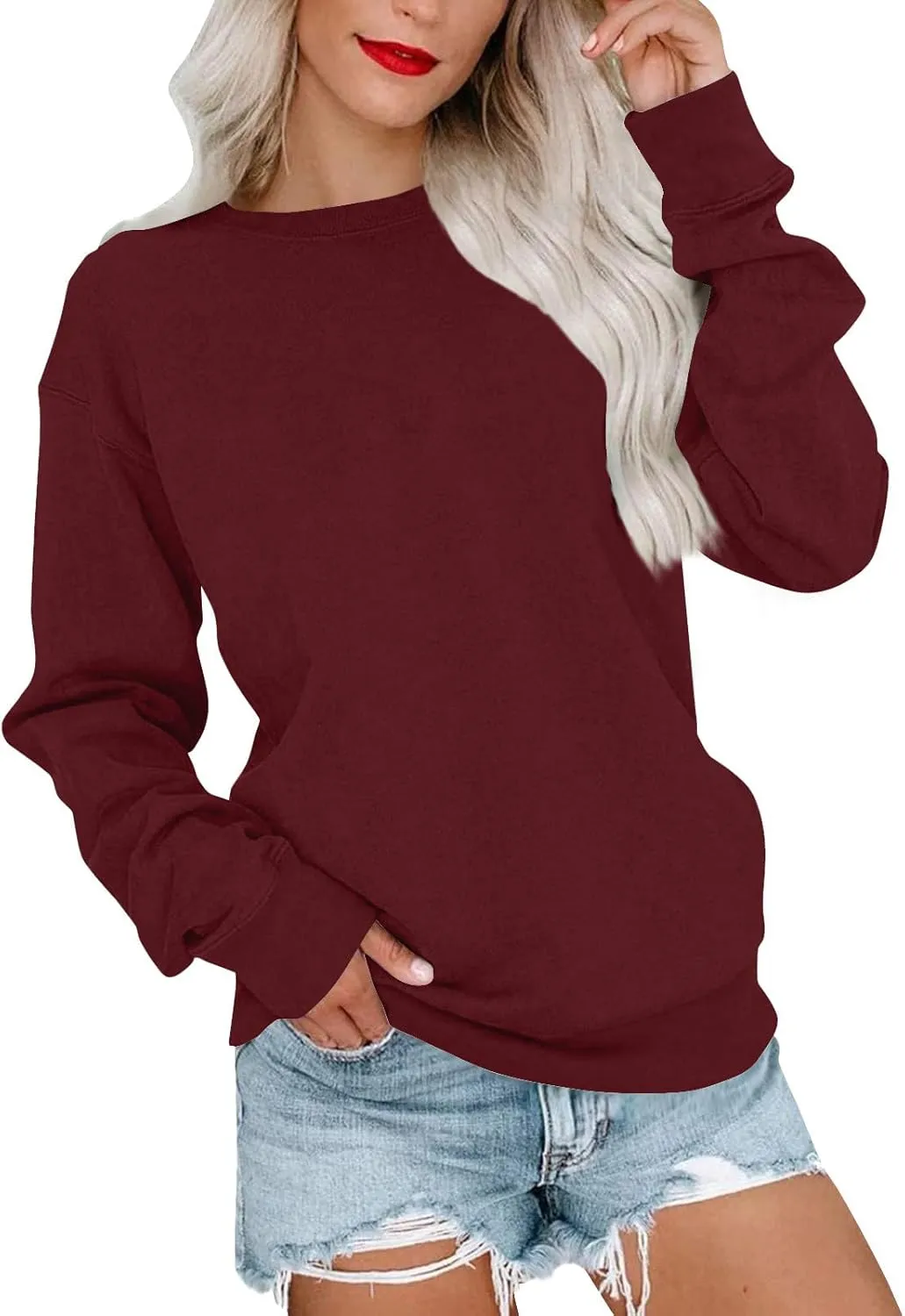 Womens Crewneck Oversized Sweatshirt Casual Long Sleeve Pullover Tops Fashion 2024 Outfits Y2k Clothes