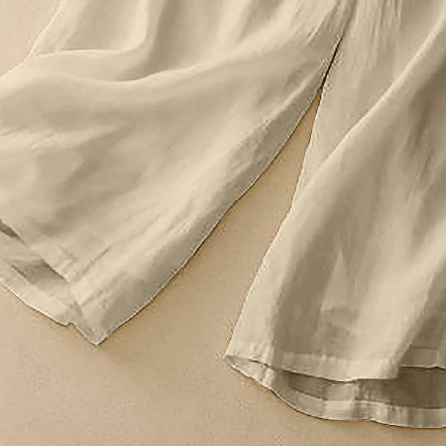 Women's Culottes Linen Cropped Pants with Pockets Wide Leg Pants Elastic Waist Casual Palazzo Trousers 2025 Fashion