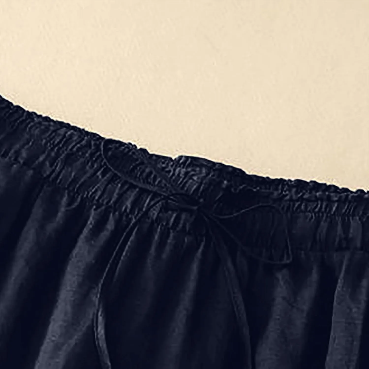 Women's Culottes Linen Cropped Pants with Pockets Wide Leg Pants Elastic Waist Casual Palazzo Trousers 2025 Fashion