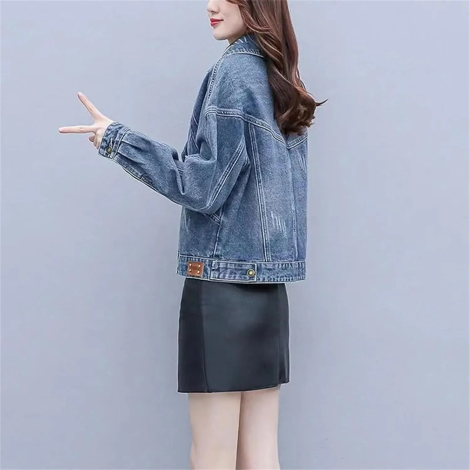 Women's Denim Jacket For Women Spring Vintage Washed Boyfriend Denim Jacket Casual Short Jean Coat