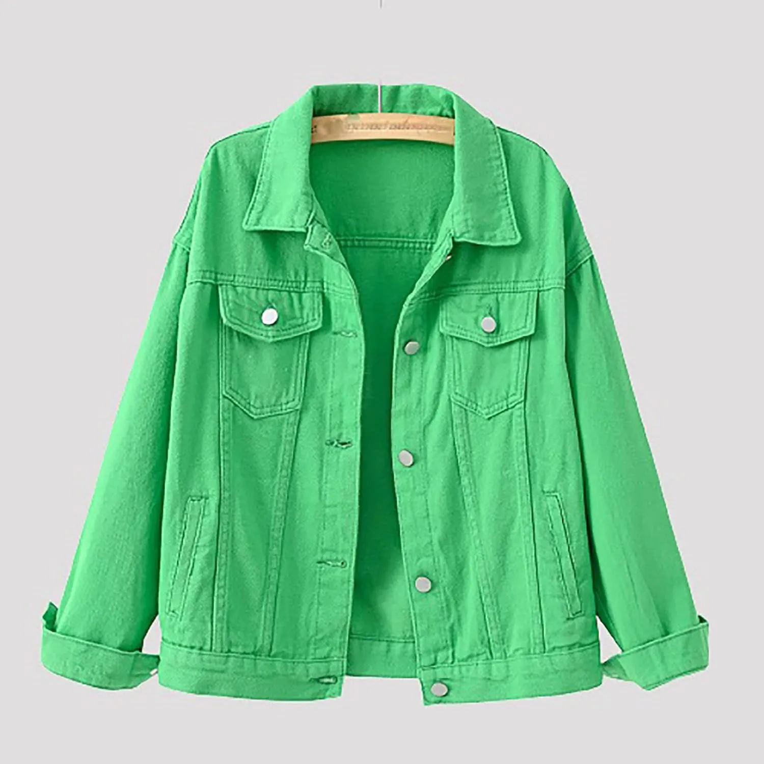 Women's Denim Jacket Plus Size 2024 Long Sleeve Button Down Loose Jean Jacket Outerwear Fashion Oversize Denim Jacket