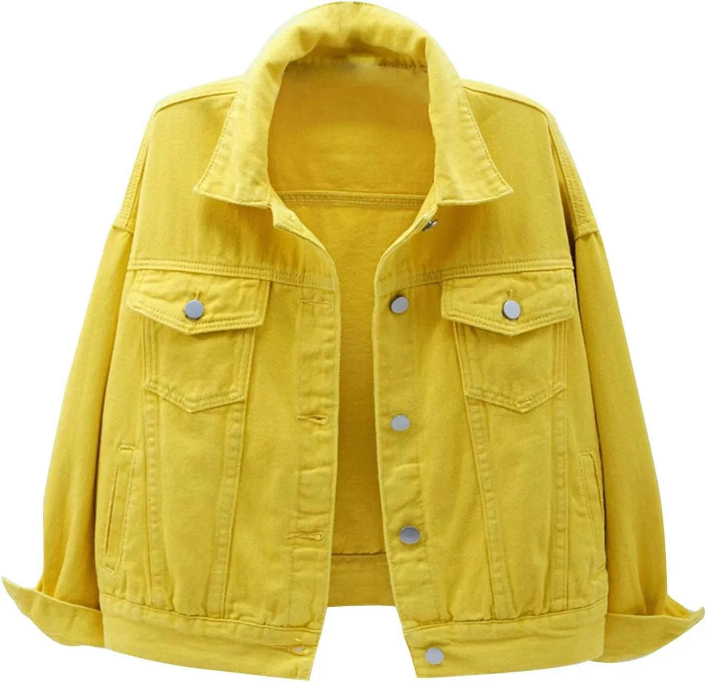 Women's Denim Jacket Plus Size 2024 Long Sleeve Button Down Loose Jean Jacket Outerwear Fashion Oversize Denim Jacket