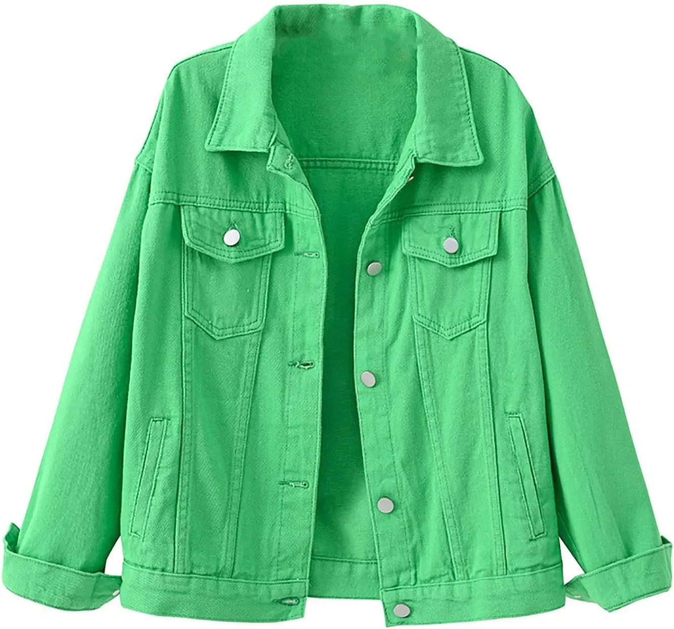 Women's Denim Jacket Plus Size 2024 Long Sleeve Button Down Loose Jean Jacket Outerwear Fashion Oversize Denim Jacket