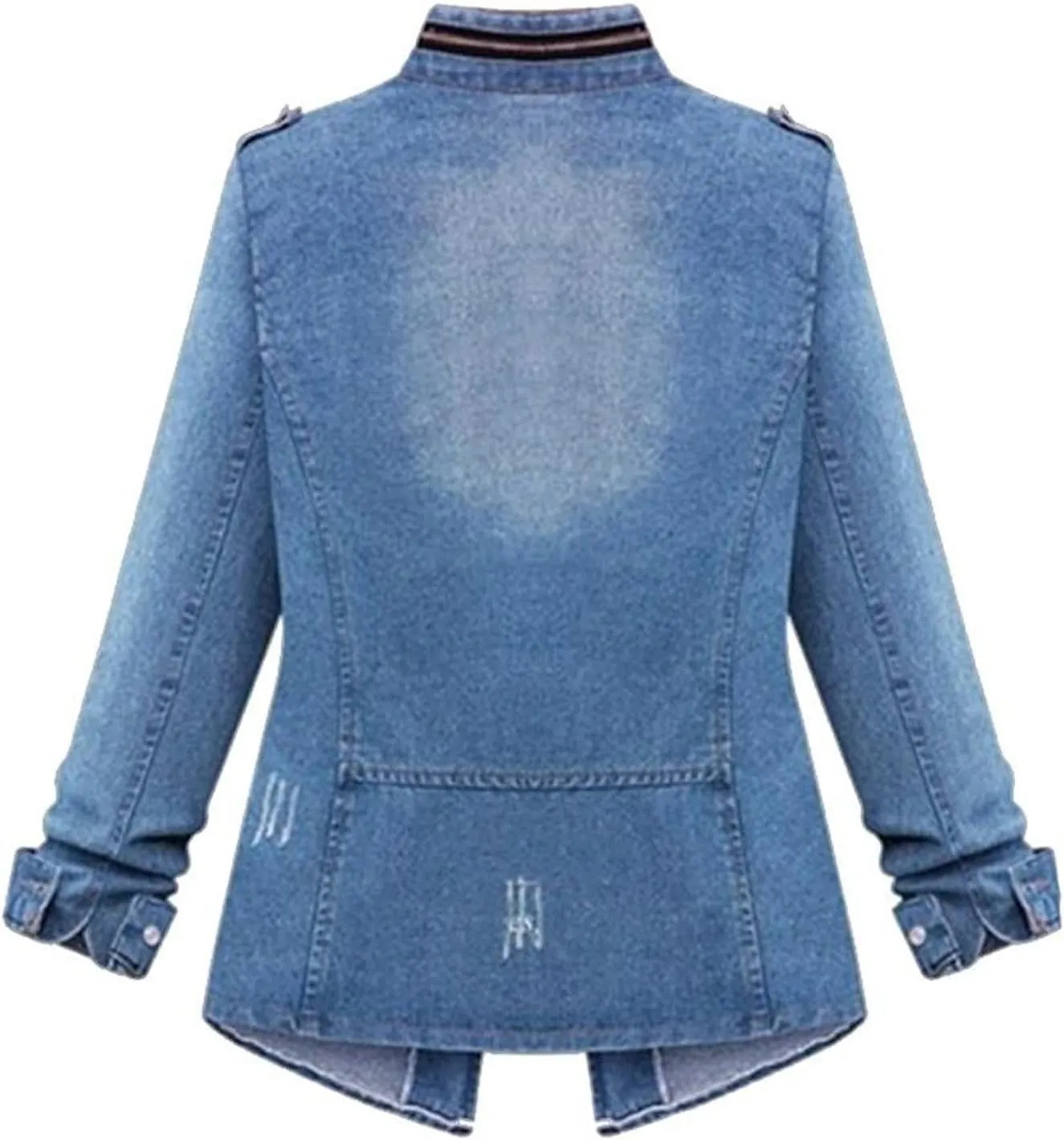 Women's Denim Jackets Button Down Cropped Jean Jacket Distressed Dressy Long Sleeve Shacket Fall Outfits Light Coats