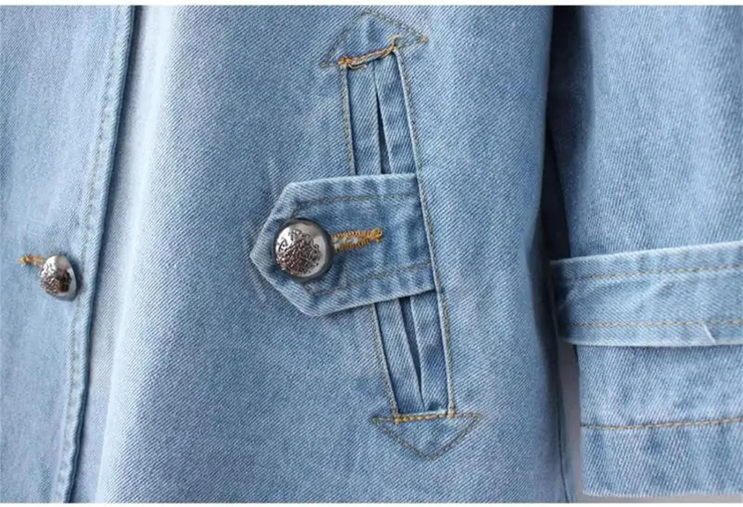 Women's Double Breasted Denim Jacket For Women Cape Denim Coat Vintage Washed Boyfriend Denim Jacket