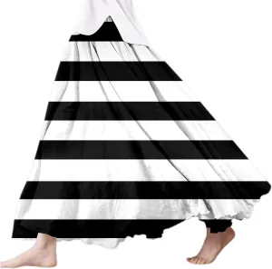 Women's Elastic High Waist Retro Pleated A-Line Flared Maxi Skirt Casual Beach Vacation Floral Boho Flowy Dress