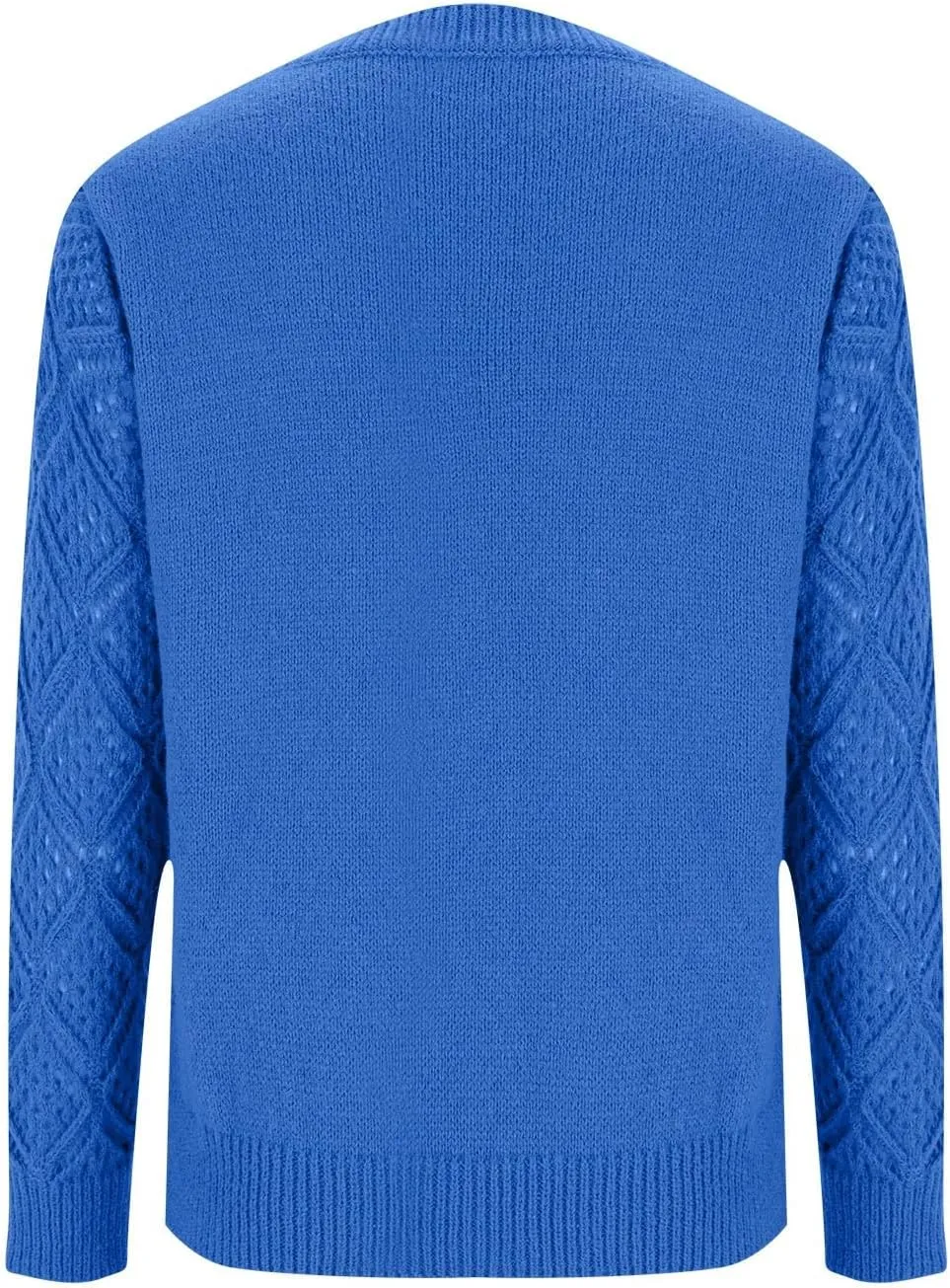 Women's Hollow Out Long Sleeve Sweater Casual V-Neck Chunky Knit Sweater Lightweight Pullover Sweater Fashion Design