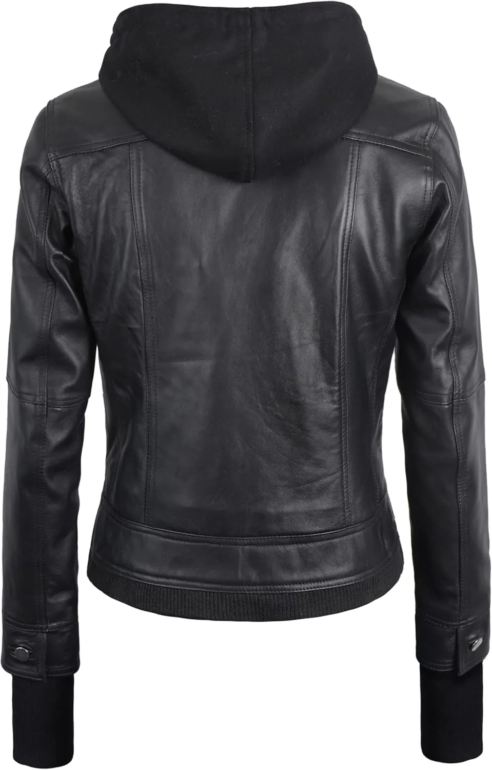 Women's Lambskin Leather Jacket - Cafe Racer Slim Fit Black Real Leather Jacket for Women