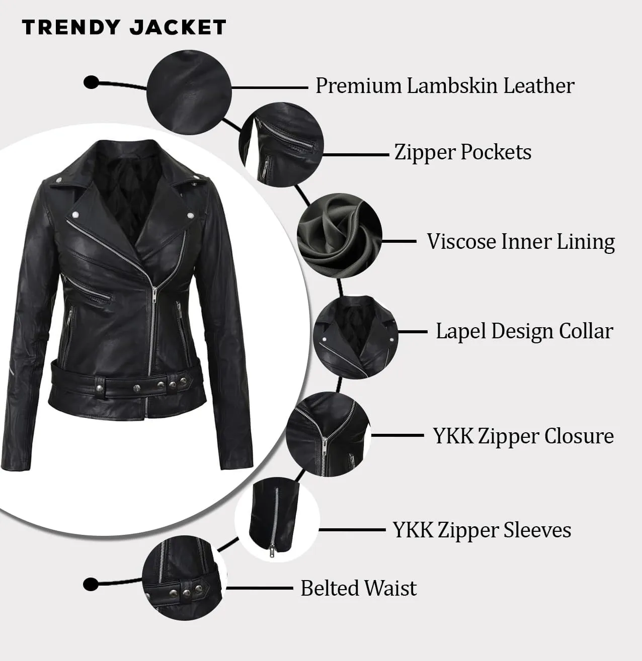 Women's Lambskin Leather Jacket - Cafe Racer Slim Fit Black Real Leather Jacket for Women