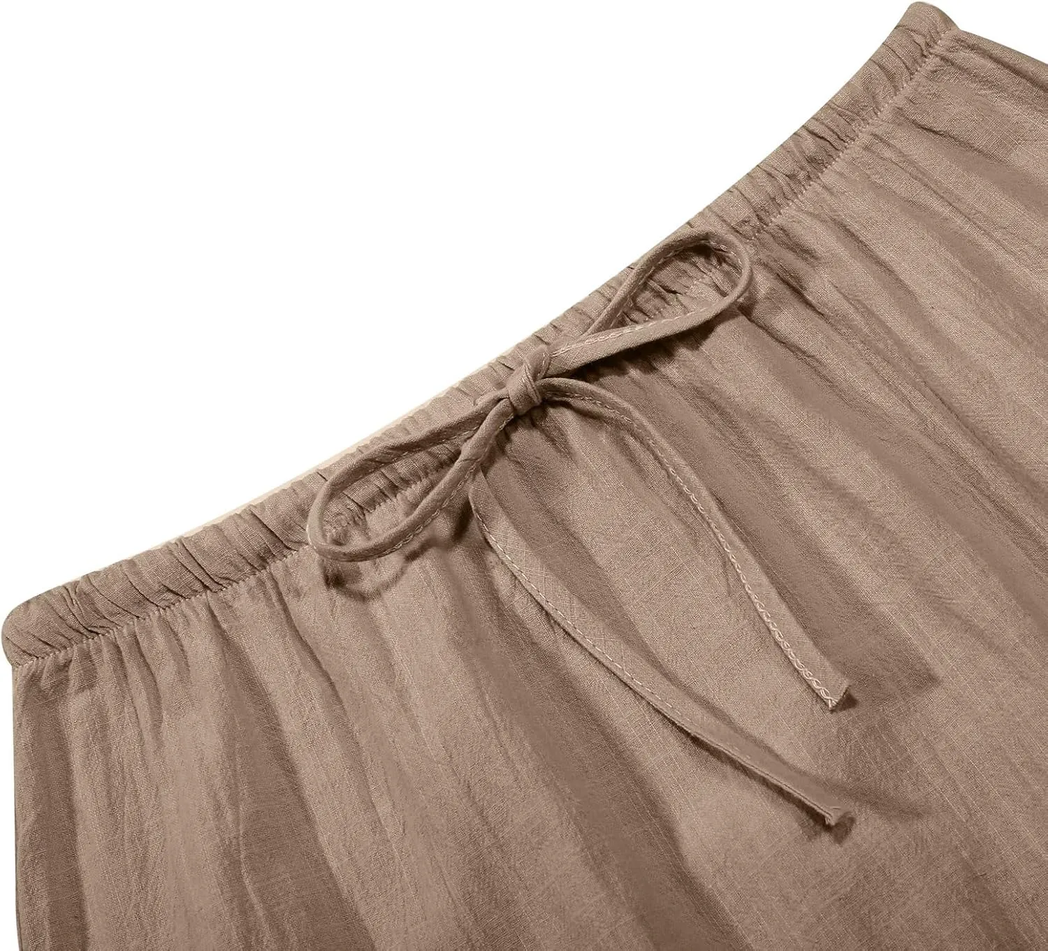 Womens Linen Maxi Skirts Drawstring Elastic High Waist A Line Casual Skirts Cute Vacation Boho Long Flowy Summer Skorts