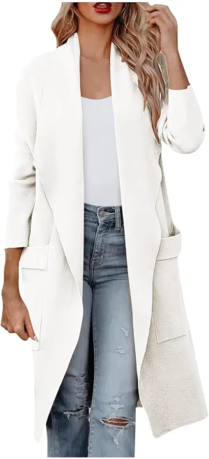 Womens Long Cardigan Sweaters Open Front Knit Lightweight Cardigan Fall Winter Long Coatigan Coats Outwear