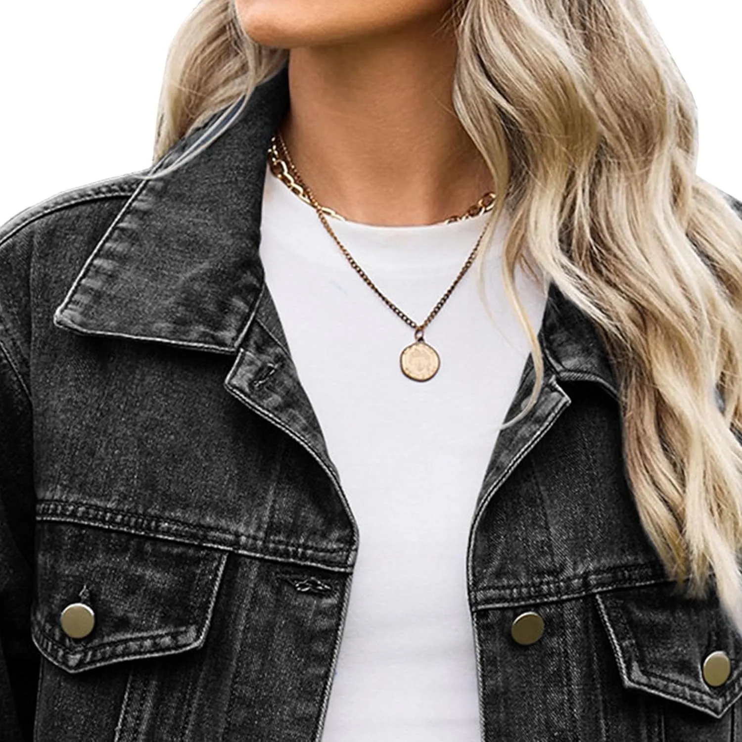 Women's Oversized Denim Jacket Distressed Jean Jacket Women Women's Denim Jacket with Hood