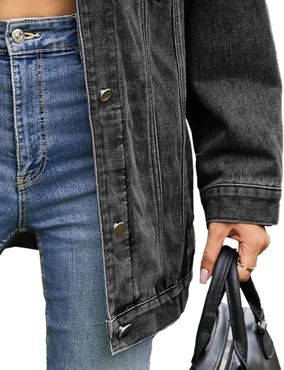 Women's Oversized Denim Jacket Distressed Jean Jacket Women Women's Denim Jacket with Hood