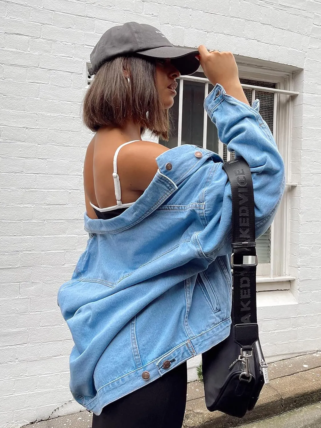 Women's Oversized Vintage Denim Jacket Long Sleeve Boyfriend Coat