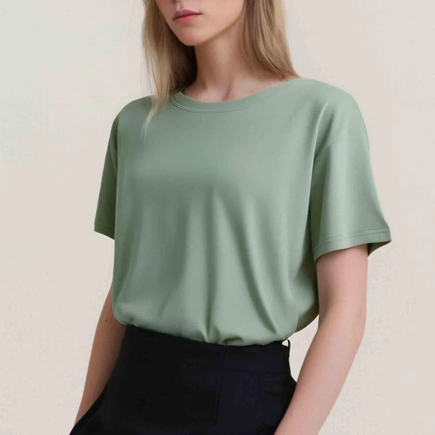 Womens Plain T Shirt Loose Fit Summer Tops Short Sleeve Crewneck Shirts Oversized Beach Vacation Clothes 2025 Trendy