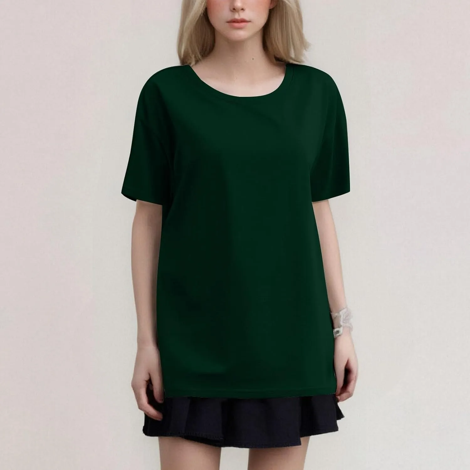 Womens Plain T Shirt Loose Fit Summer Tops Short Sleeve Crewneck Shirts Oversized Beach Vacation Clothes 2025 Trendy