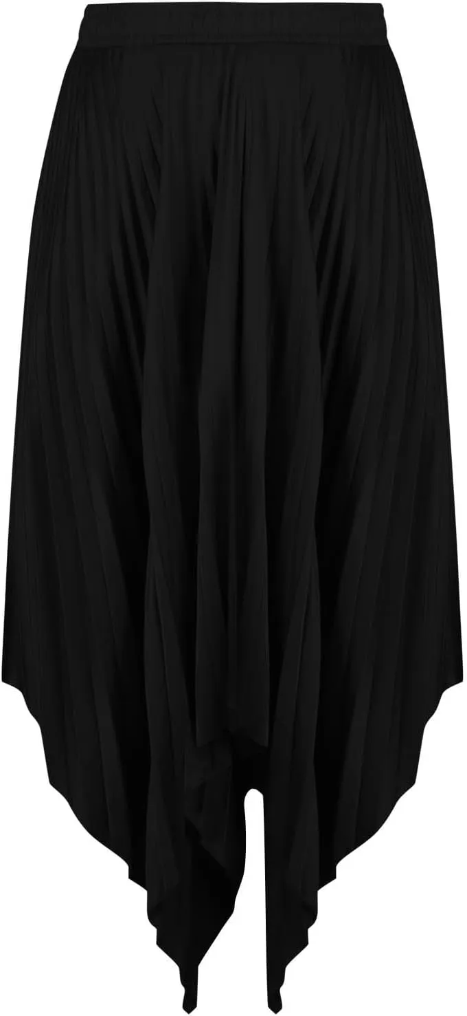 Women's Pleated Midi Long Skirt High Waisted Irregular Hem Solid Summer A-line Swing Flowy Skirts