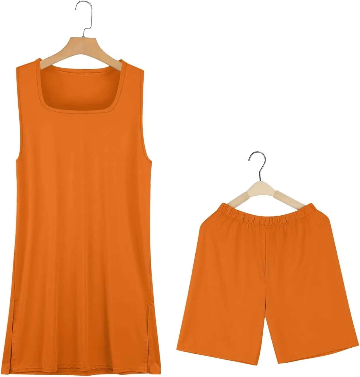Womens Plus Size 2 Piece Outfits Short Sleeve Tunic Tops and Skinny Biker Shorts Sets Summer Loose Fit Tracksuits